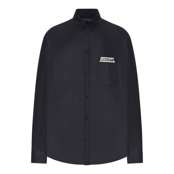 Balenciaga Men Men`S Large Fit Long-Sleeved Masking Tape Shirt